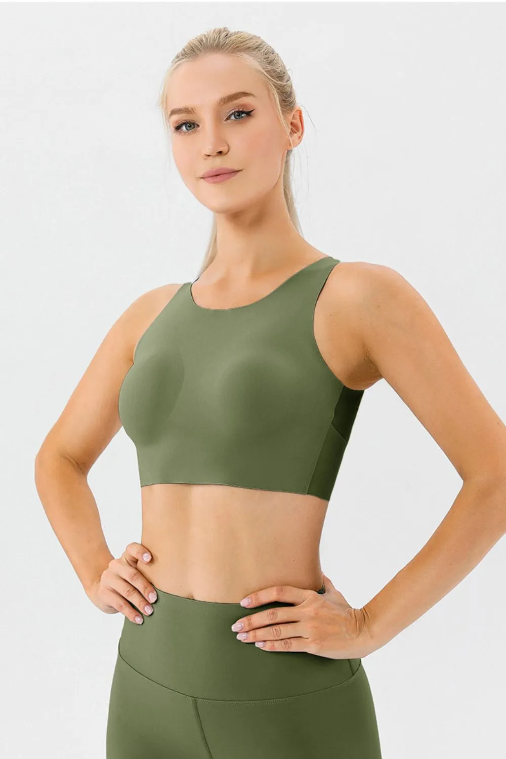 Round Neck Wide Strap Active Bra, image 9