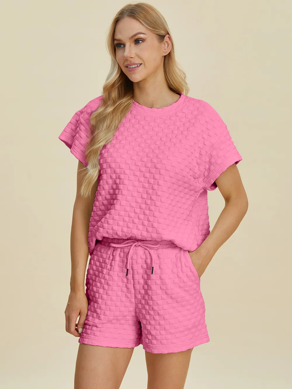 Full Size Texture T-Shirt and Shorts Set, image 22