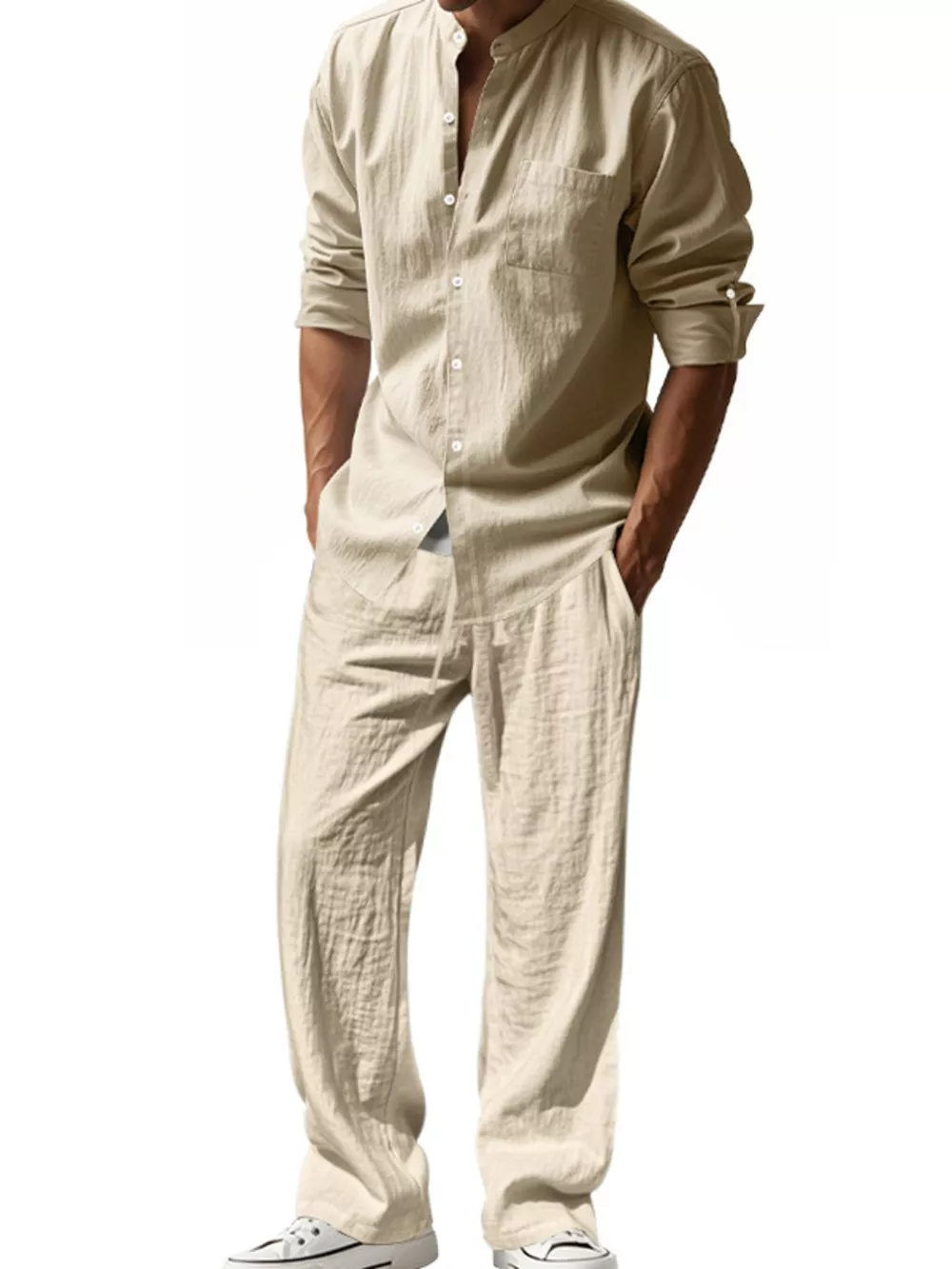 Men's Full Size Casual Button Up Shirt and Pants Plus Size, image 7