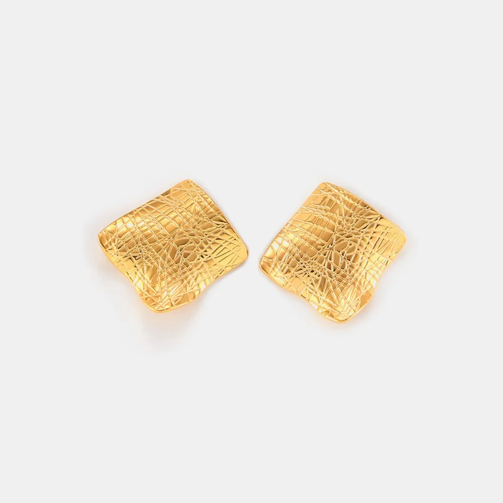Textured Titanium Steel Stud Earrings, image 3