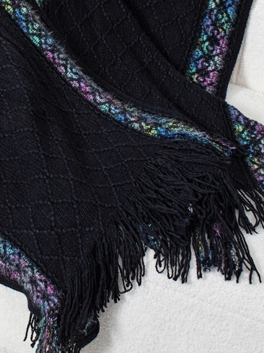 Fringe Half Sleeve Hooded Poncho, image 14