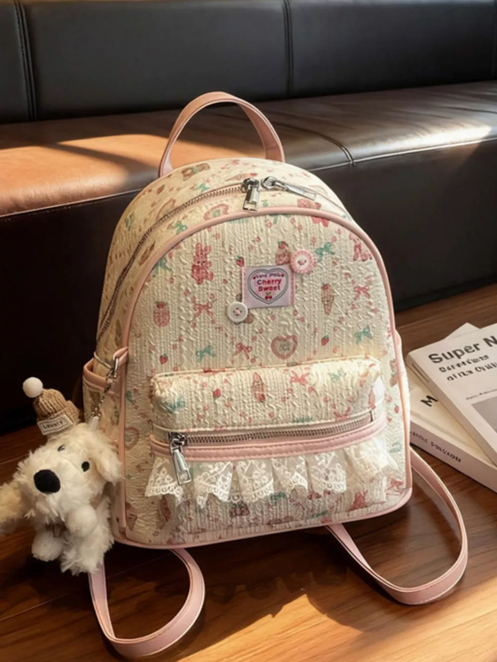 Lace Detail Backpack Bag, image 2