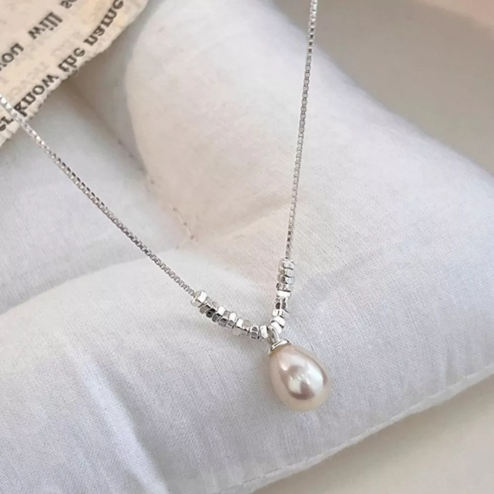 925 Sterling Silver Pearl Drop Necklace, image 7