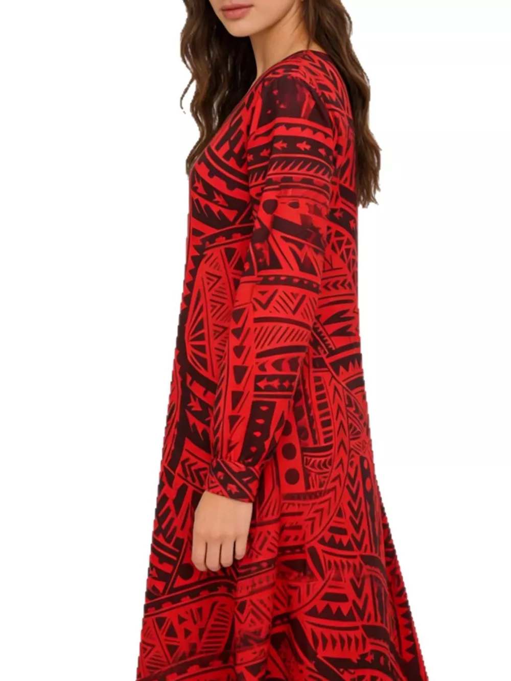 Tribal Print V-Neck Long Sleeve Dress, image 2