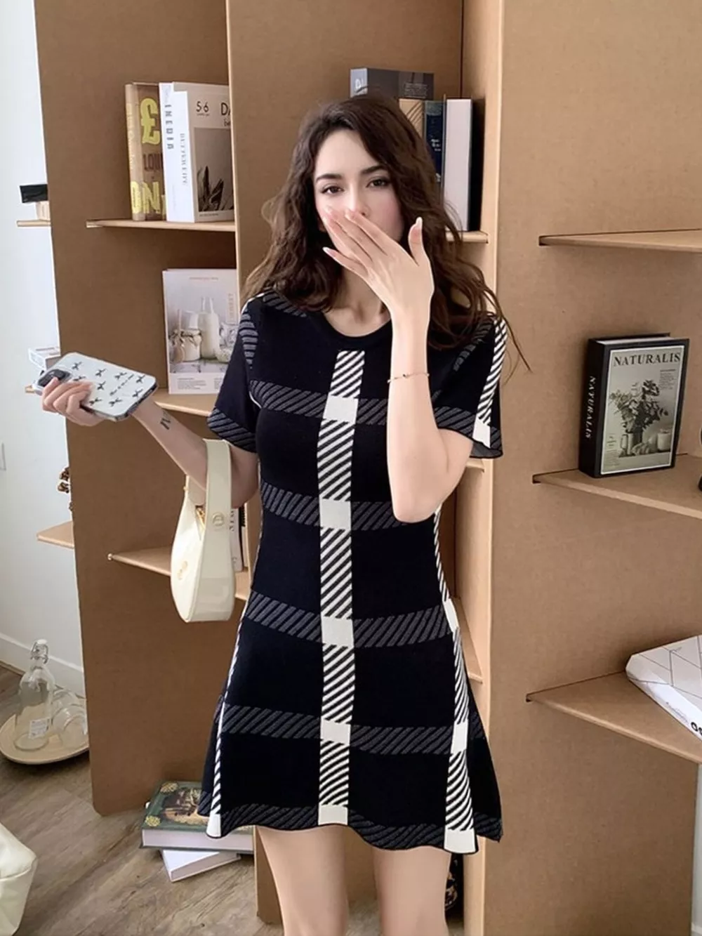 Plaid Short Sleeve Mini Dress, image 4