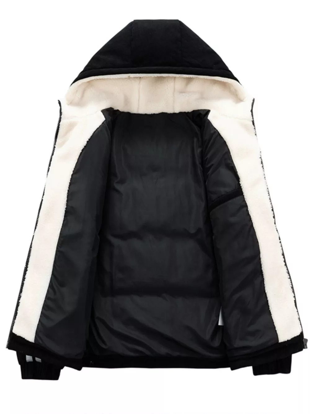 Men's Plus Size Hooded Zip Up Padded Jacket, image 3