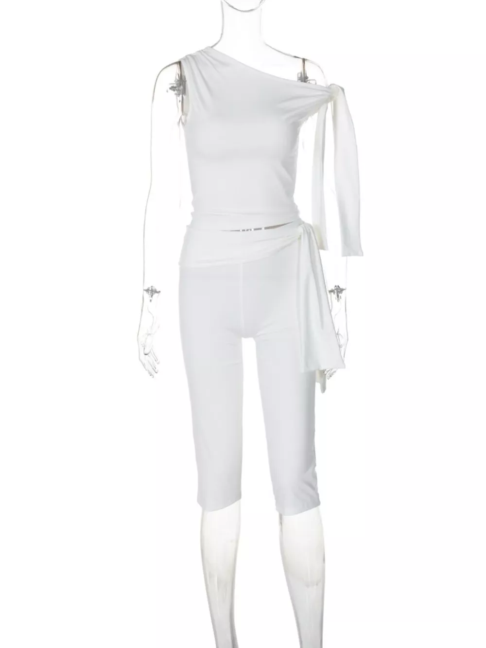 Tied One Shoulder Top and Capris Set, image 6