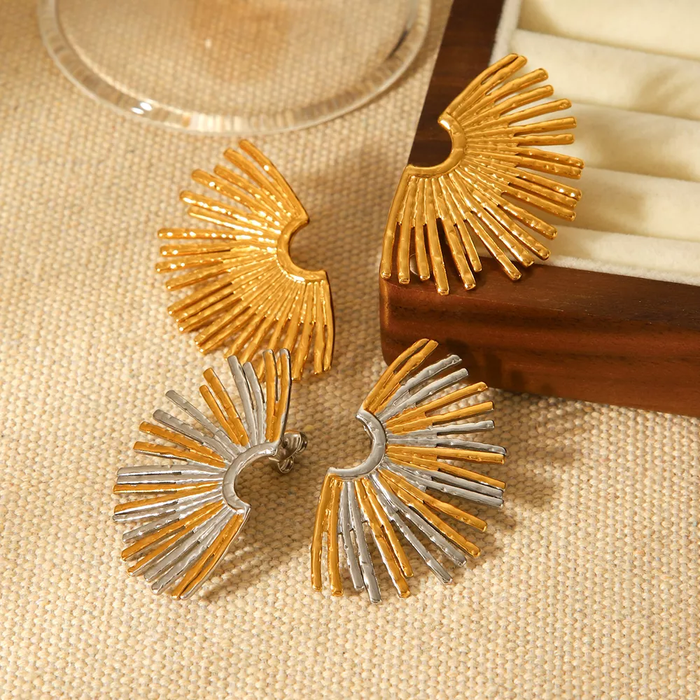 Stainless Steel Fan-Shaped Earrings, image 3