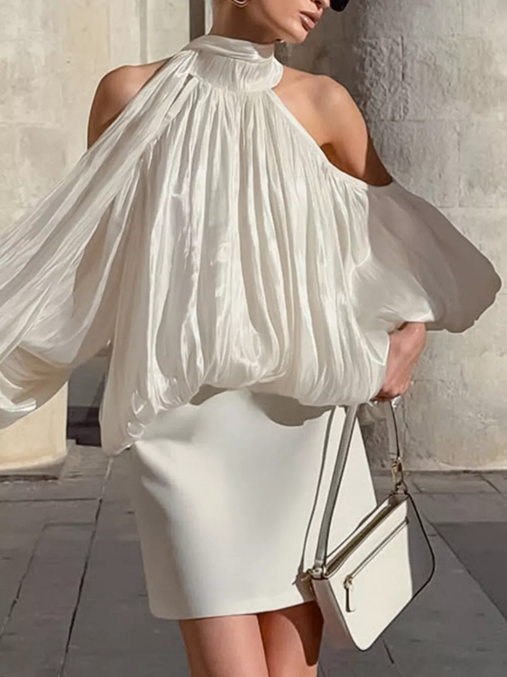 Cold Shoulder Long Sleeve Blouse, image 2