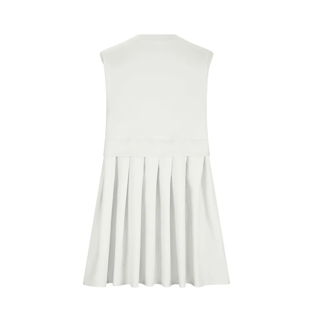 Pleated Round Neck Sleeveless Mini Dress, image 9
