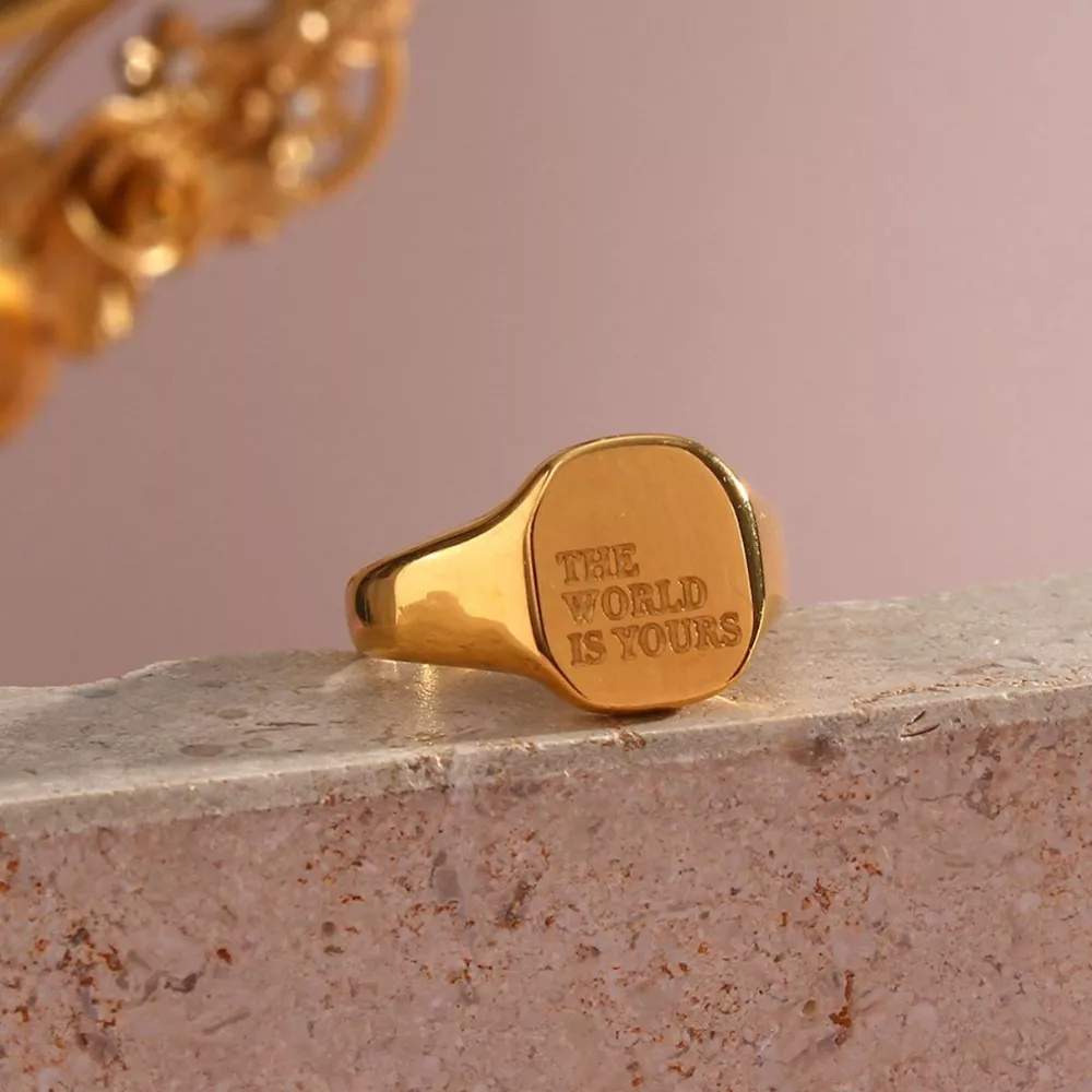 18K Gold-Plated Letter Signet Ring, image 6