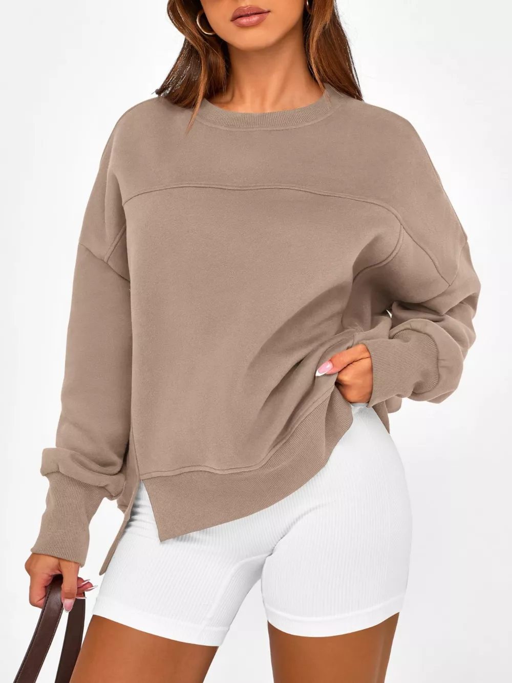 Casual Loose Side Slit Sweatshirt, image 27