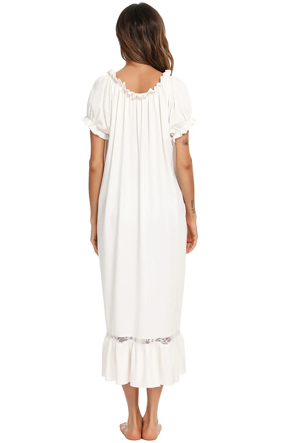Lace Detail Short Sleeve Lounge Dress, image 14