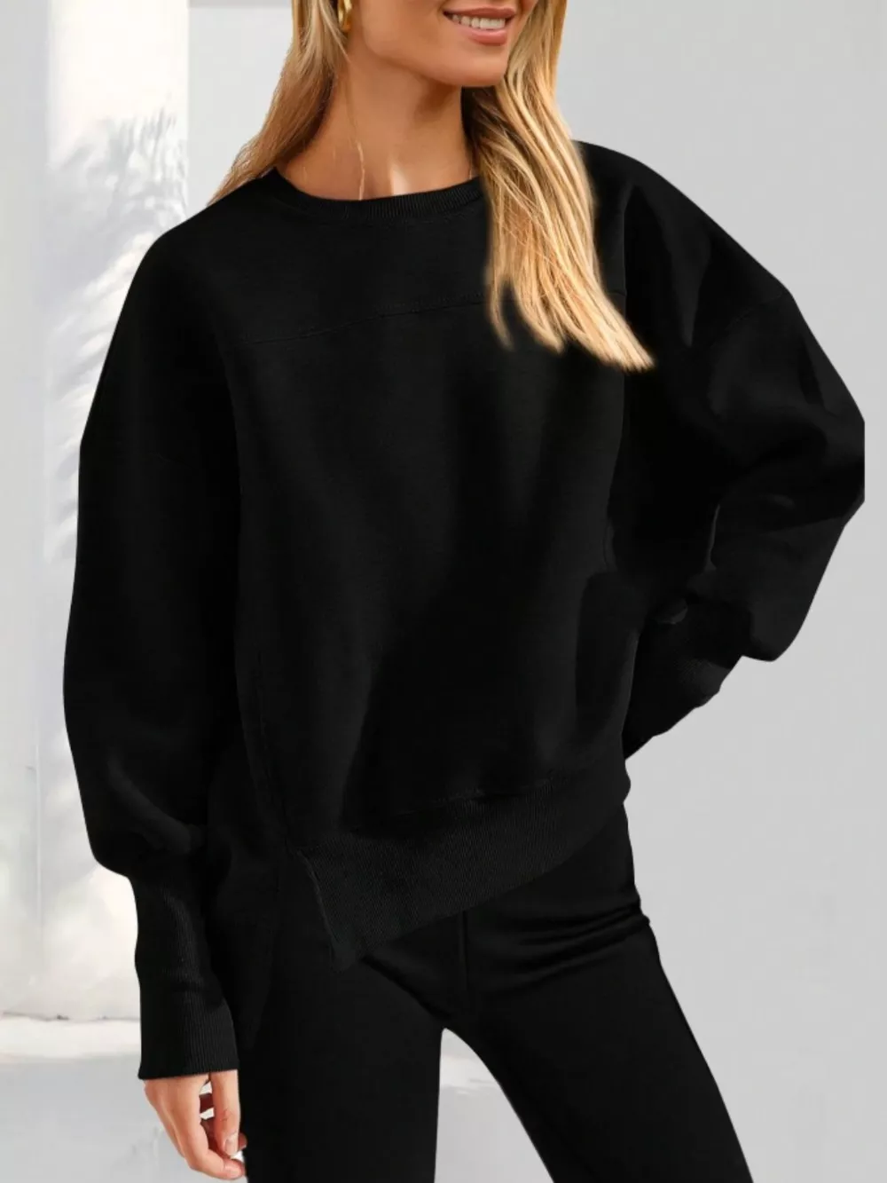 Casual Loose Side Slit Sweatshirt, image 22