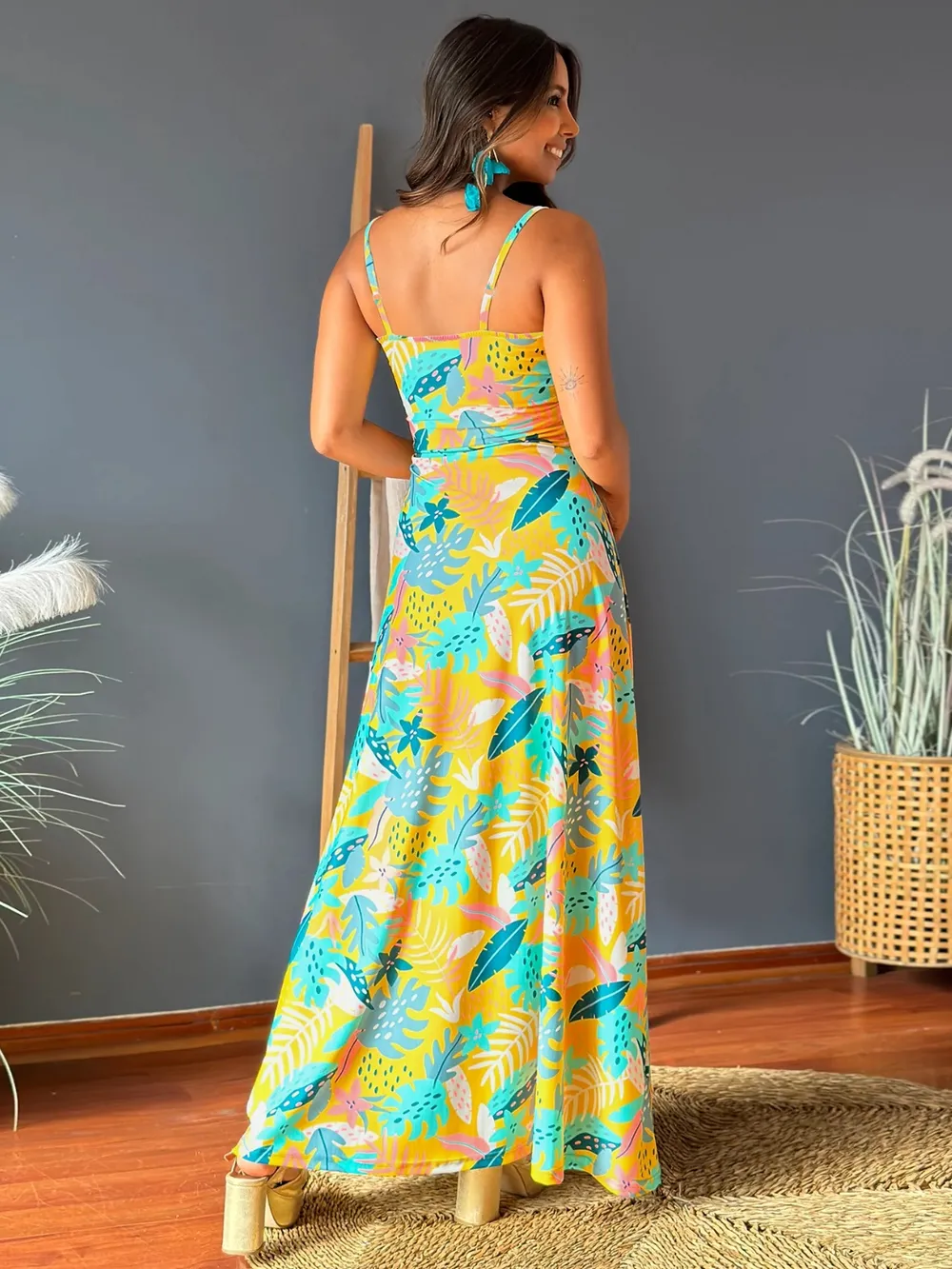 Twisted Printed V-Neck Cami Dress, image 22