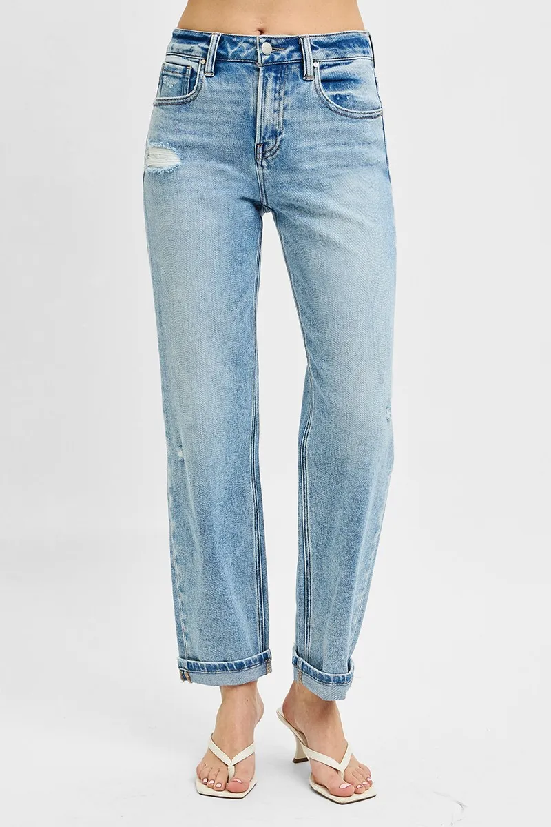 Full Size High Rise Ankle Boyfriend Distressed Jeans Plus Size, image 4