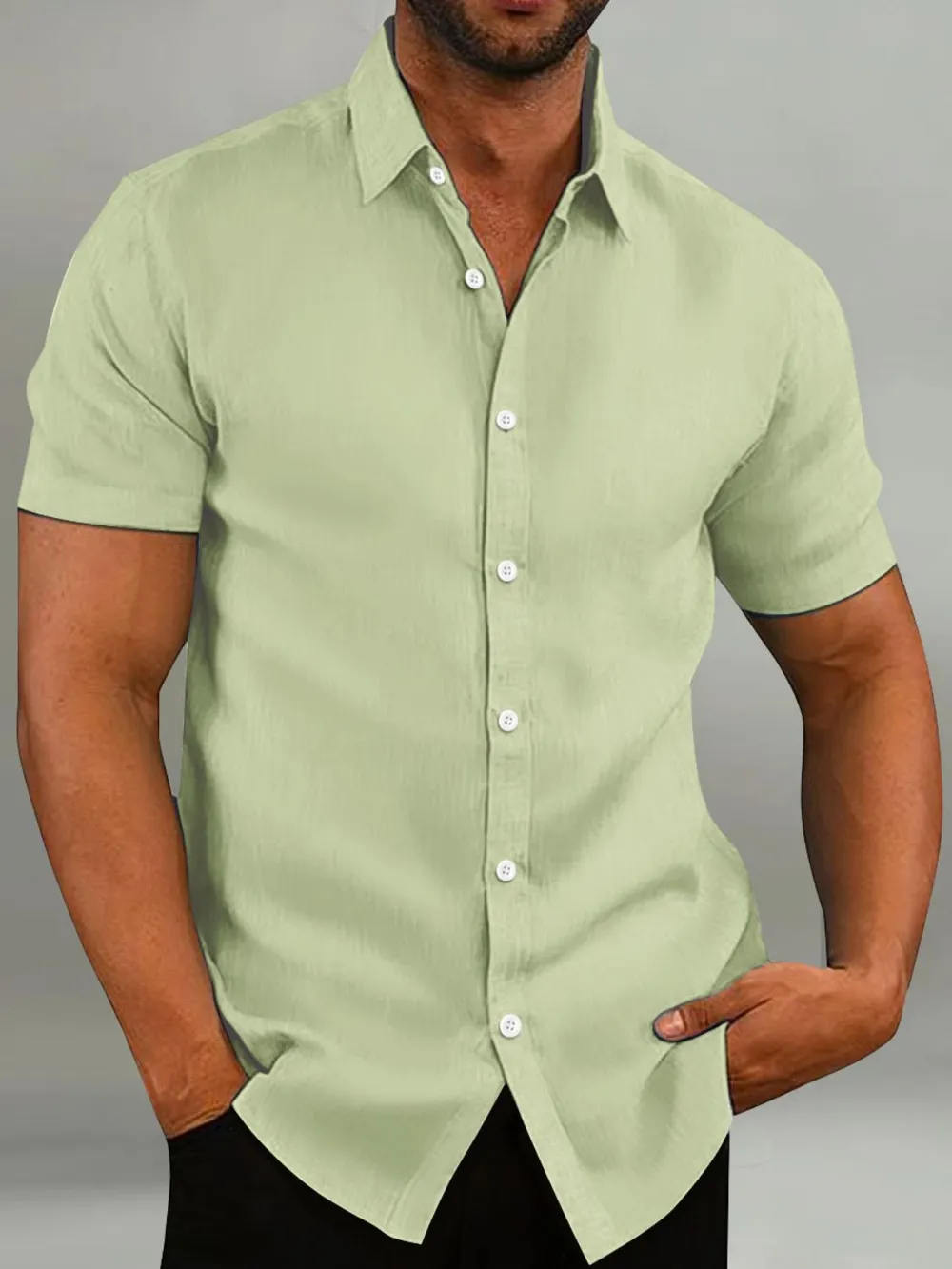 Men's Full Size Button Up Short Sleeve Shirt Plus Size, image 8