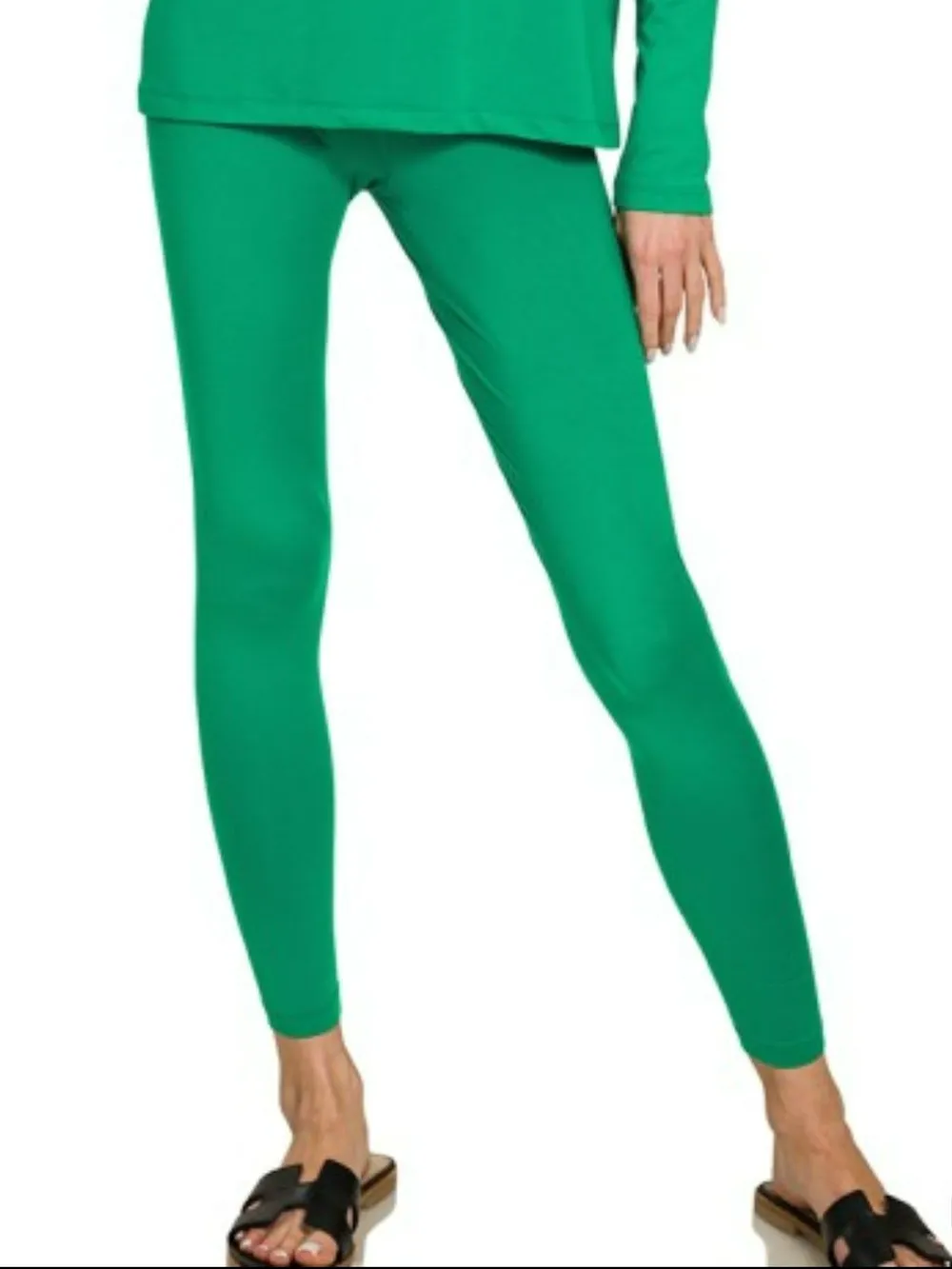Microfiber Round Neck Top and Leggings Set, image 2