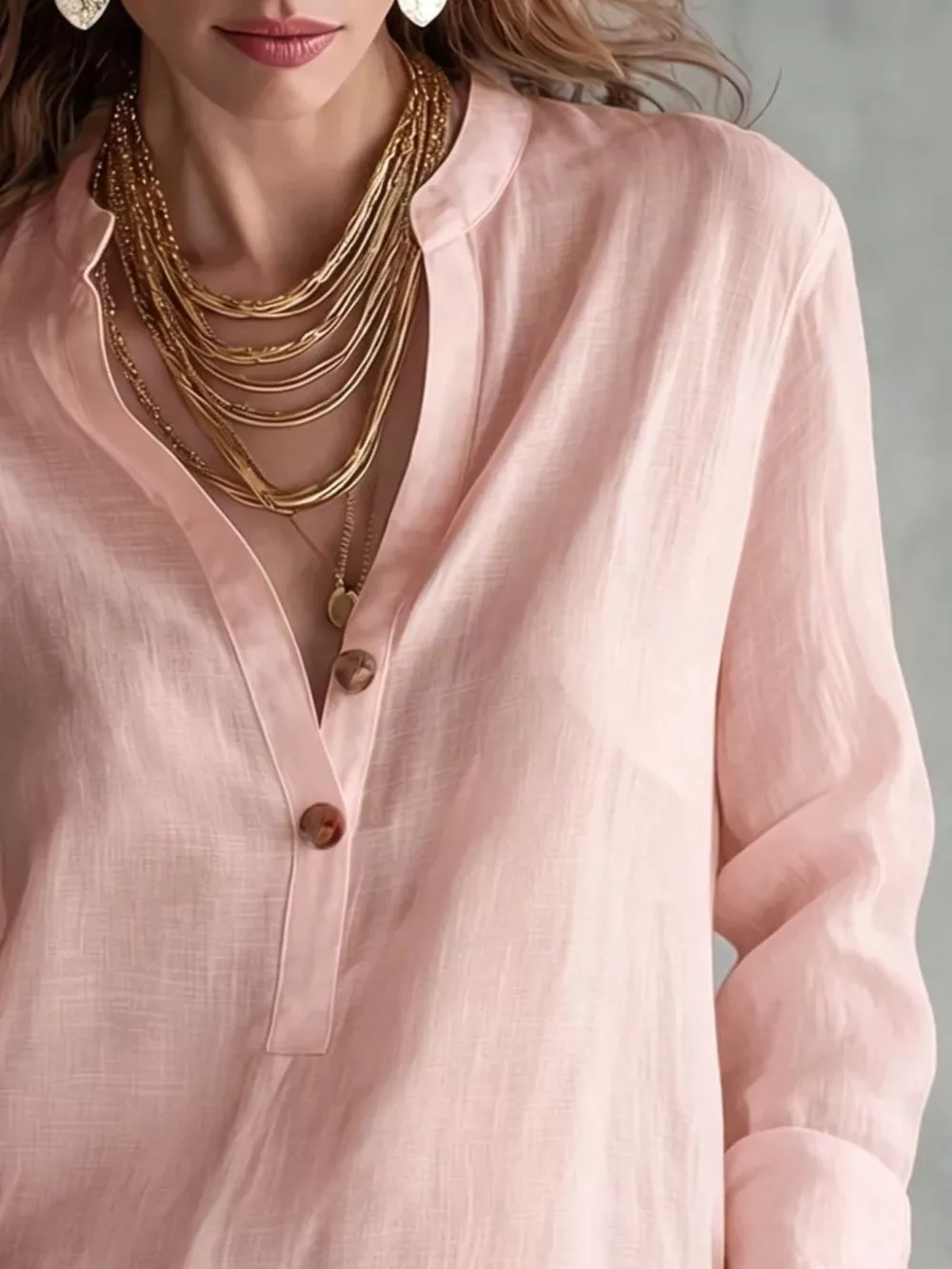 Button Detail Long Sleeve Blouse, image 3