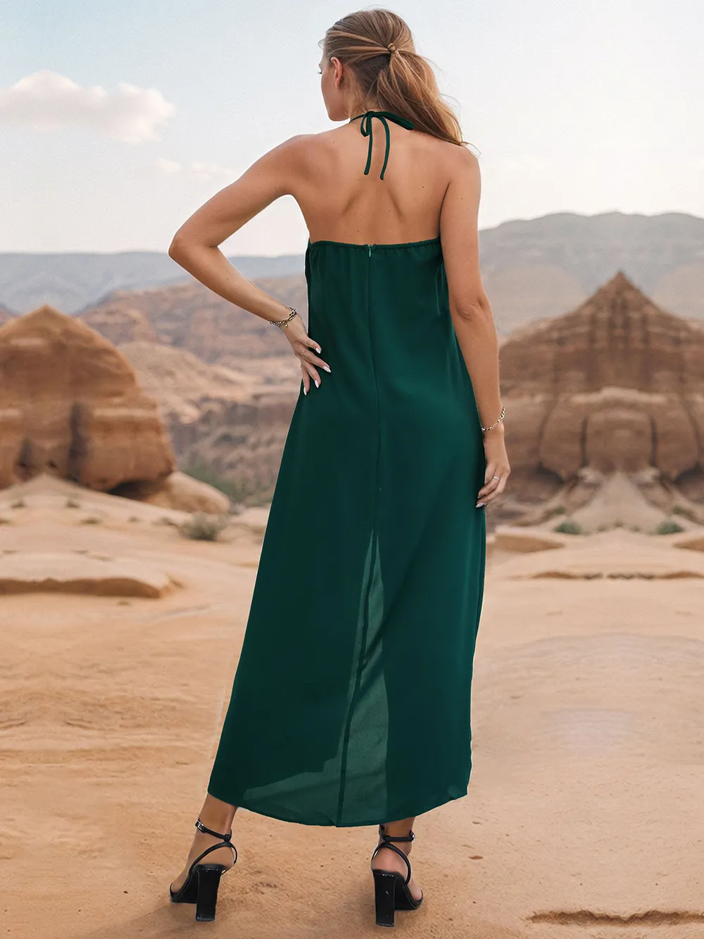 Layered Halter Neck Wide Leg Jumpsuit, image 3