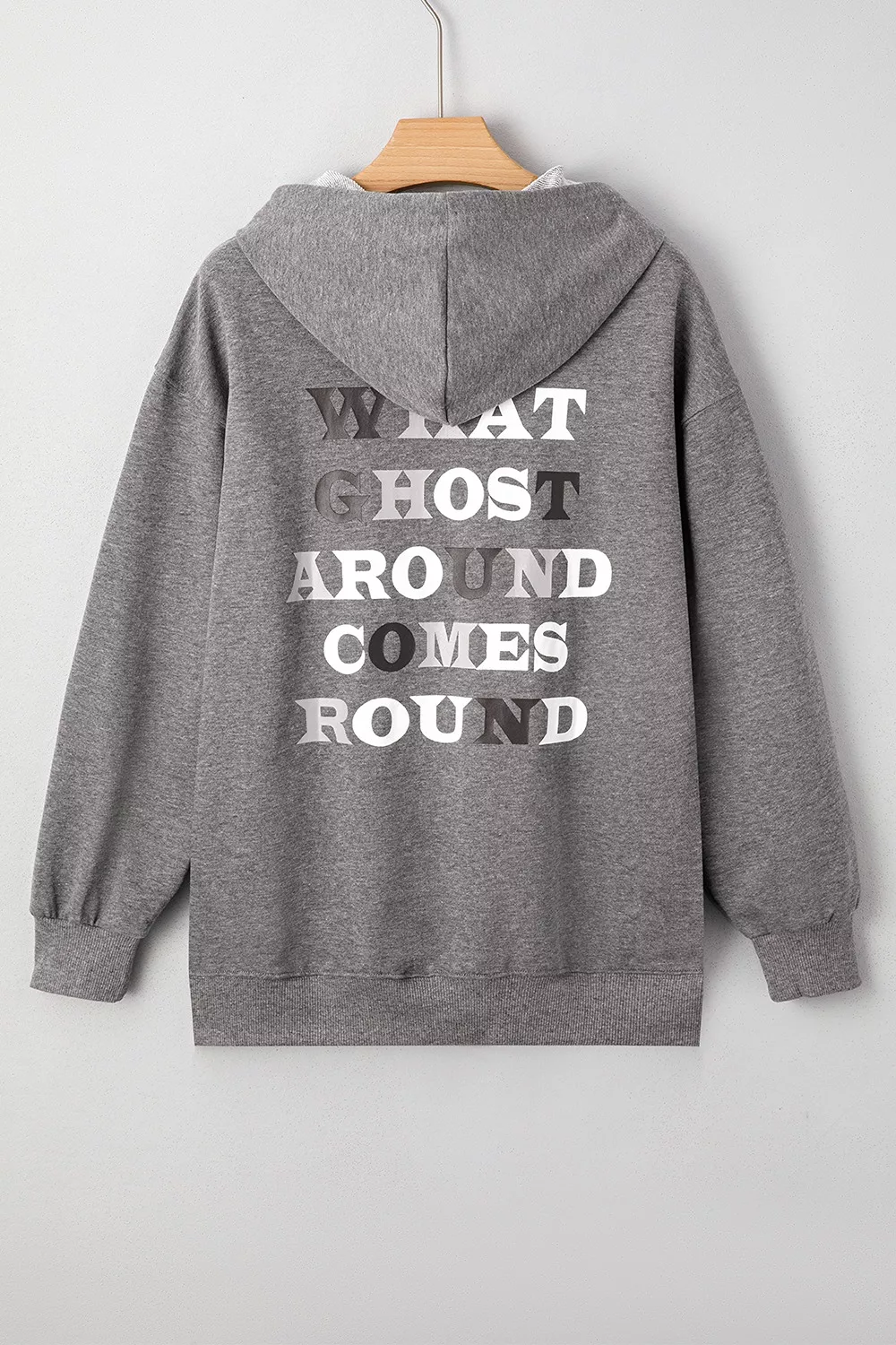 Halloween Ghost Print Mineral Wash Oversize Hoodie, image 4