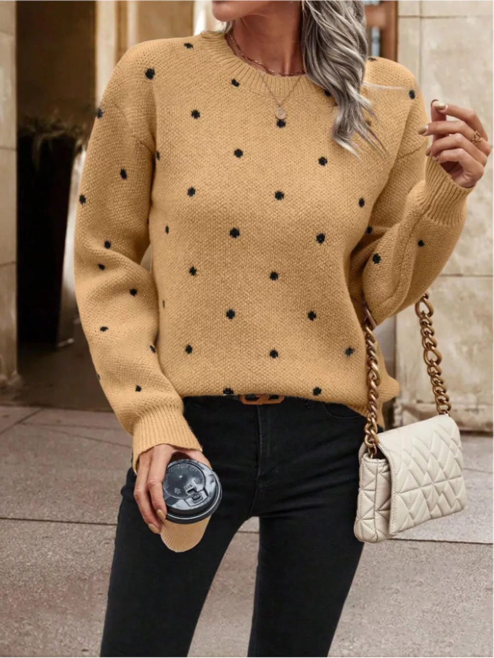 Polka Dot Long Sleeve Sweater