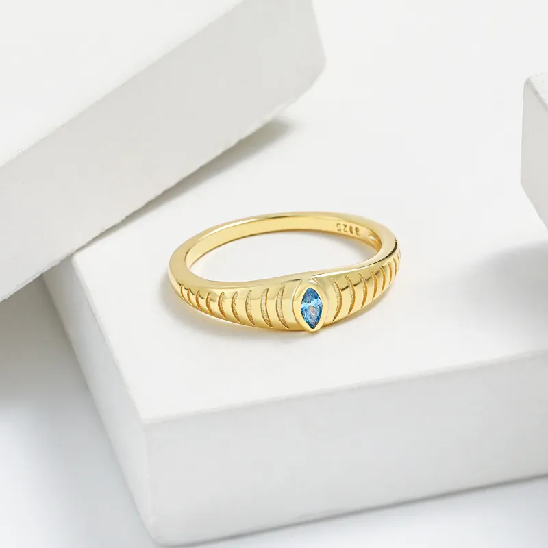 925 Sterling Silver Inlaid Zircon Ring, image 3