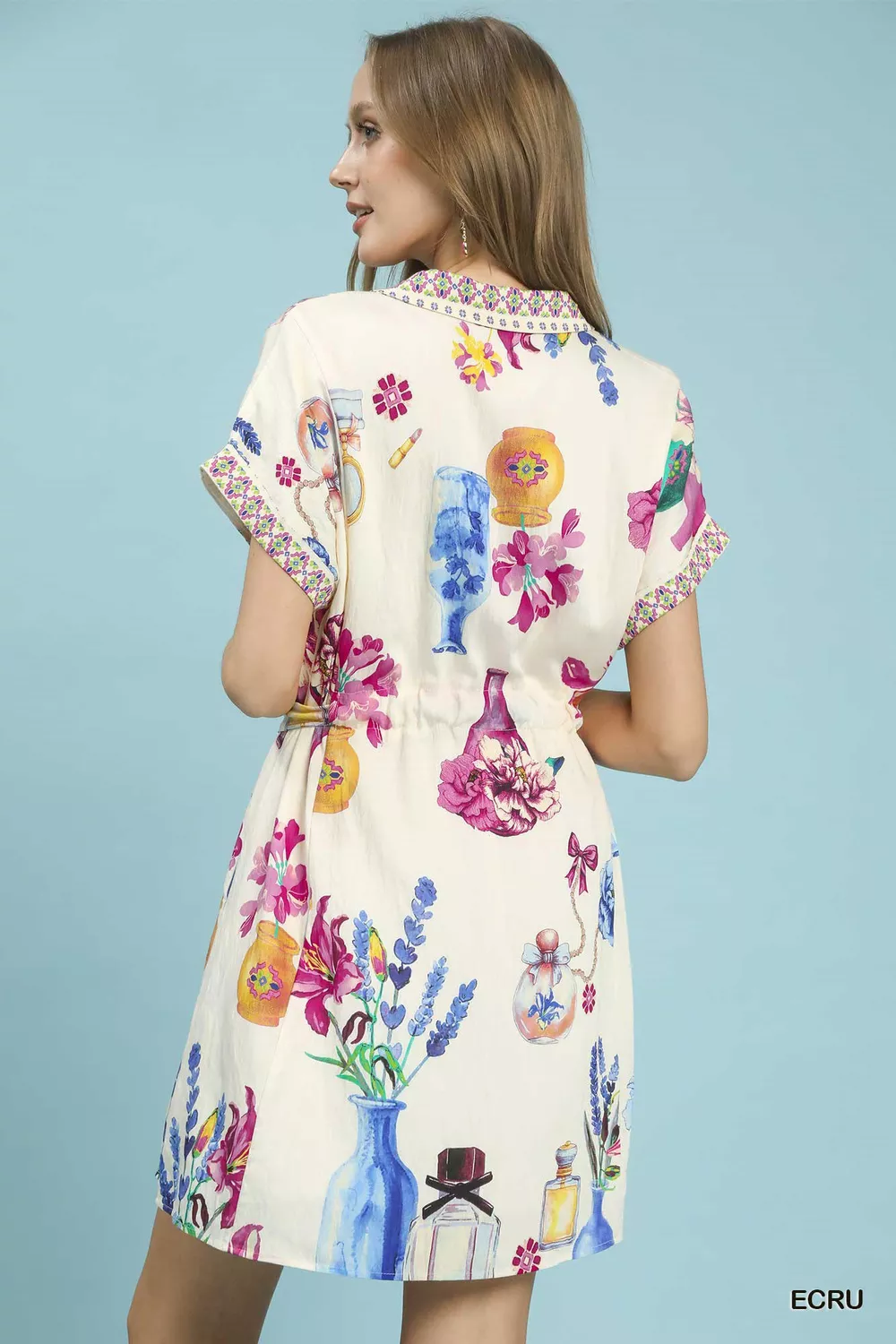 Floral Print Mini Dress with Belt, image 4