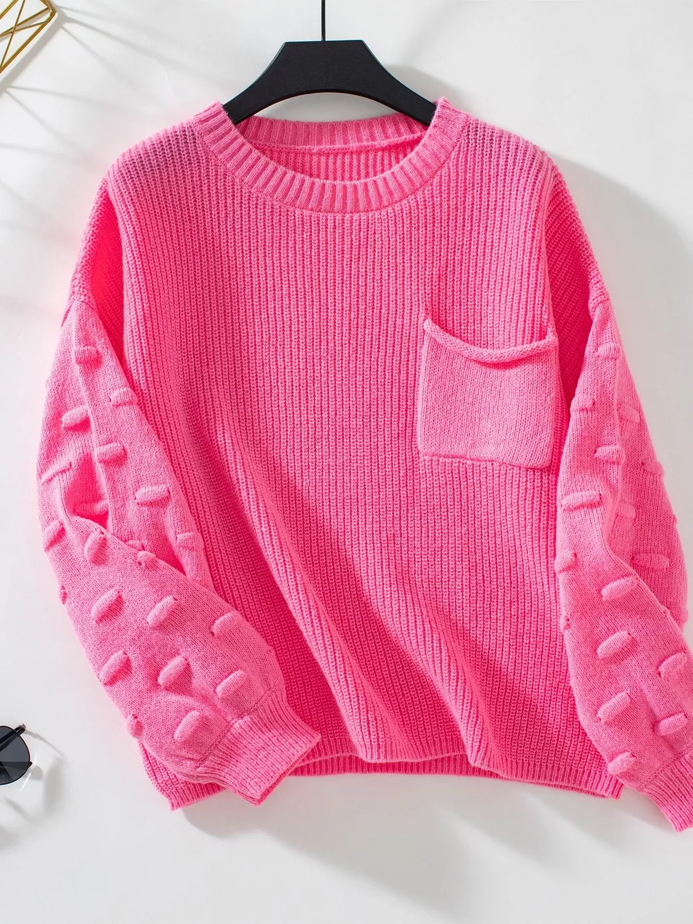 Pocket Detail Round Neck Sweater, image 8