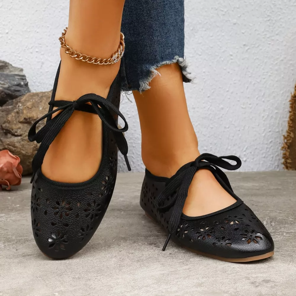 Floral Cutout Tied Slip-Ons, image 3