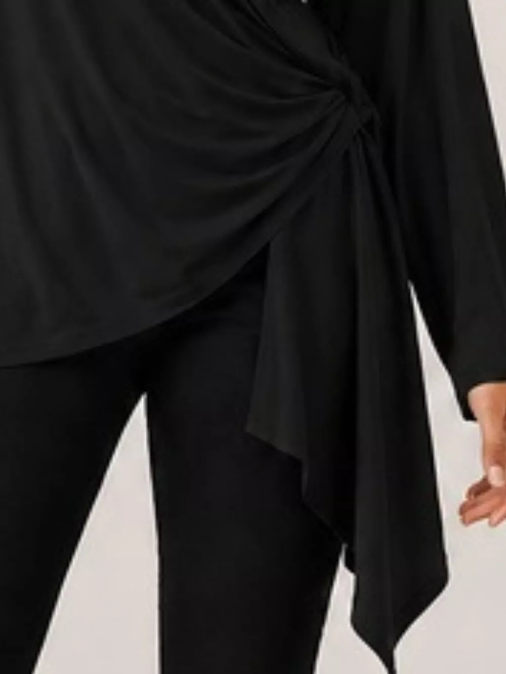 Long Sleeve Wrap T-Shirt with Side Knot Detail, image 9