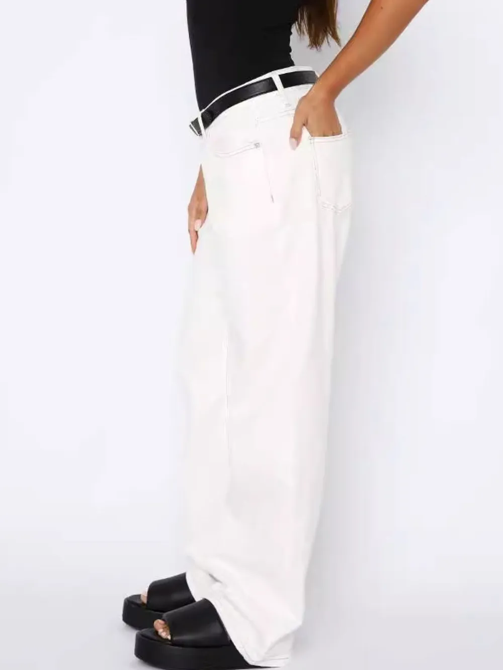 Wide Leg Jeans with Pockets, image 3