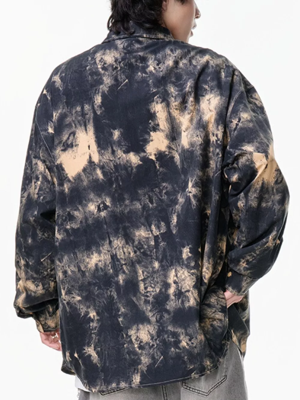 Men's Plus Size Tie-Dye Button-Up Shirt, image 7