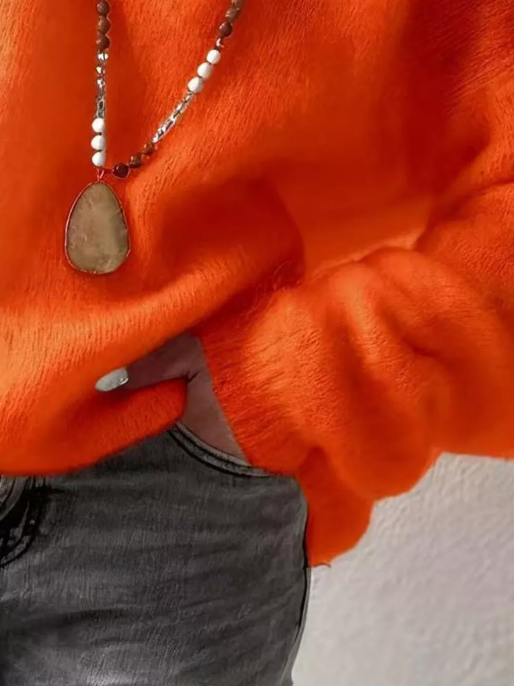 V-Neck Dropped Shoulder Sweater, image 18