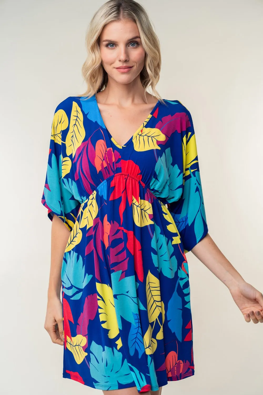 Full Size Printed V-Neck Mini Dress, image 5