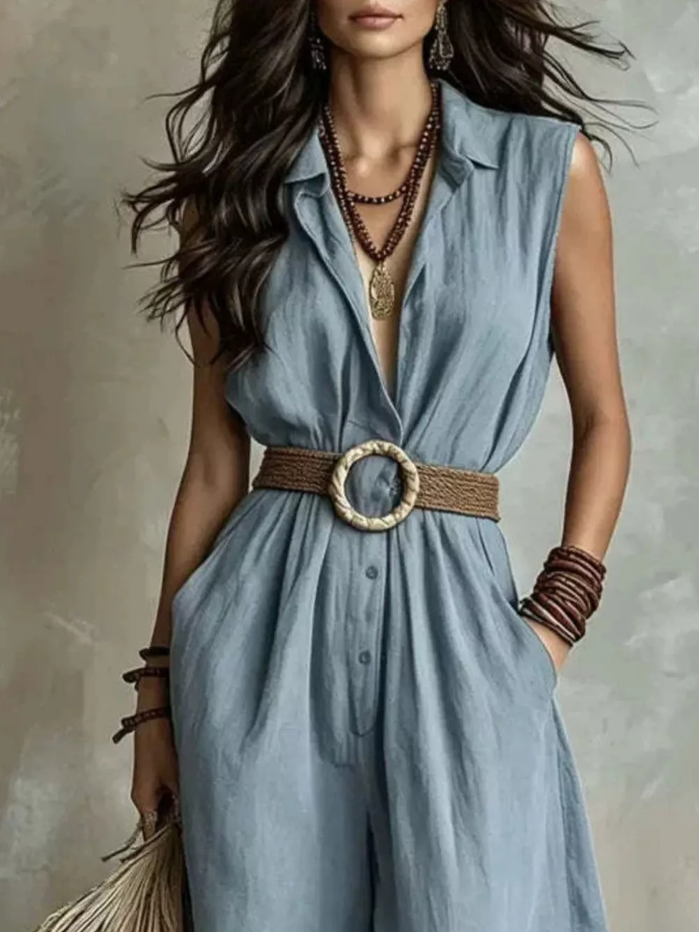Full Size Sleeveless Wide Leg Jumpsuit Plus Size, image 4
