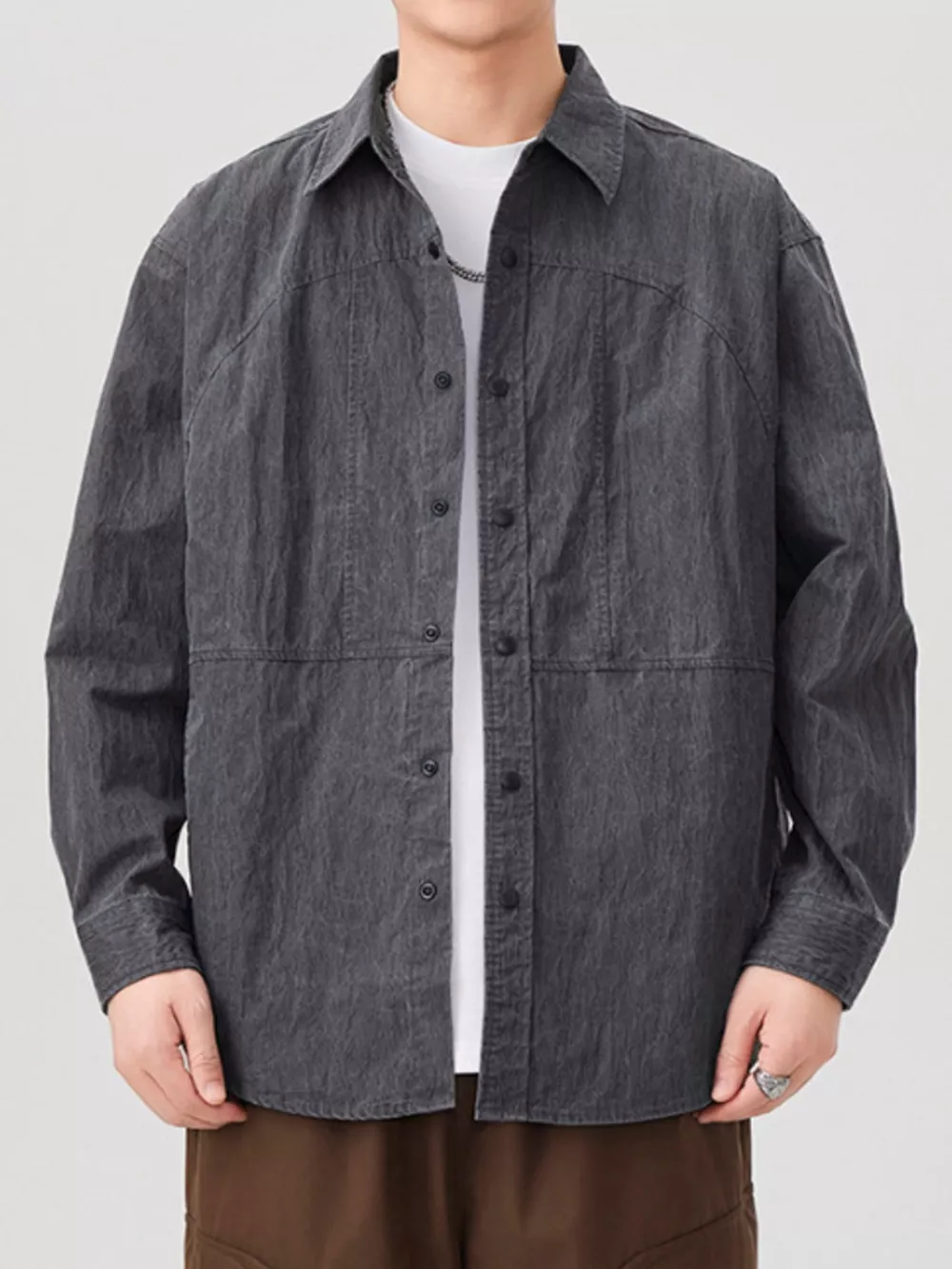 Men's Plus Size Button Up Long Sleeve Shirt, image 2