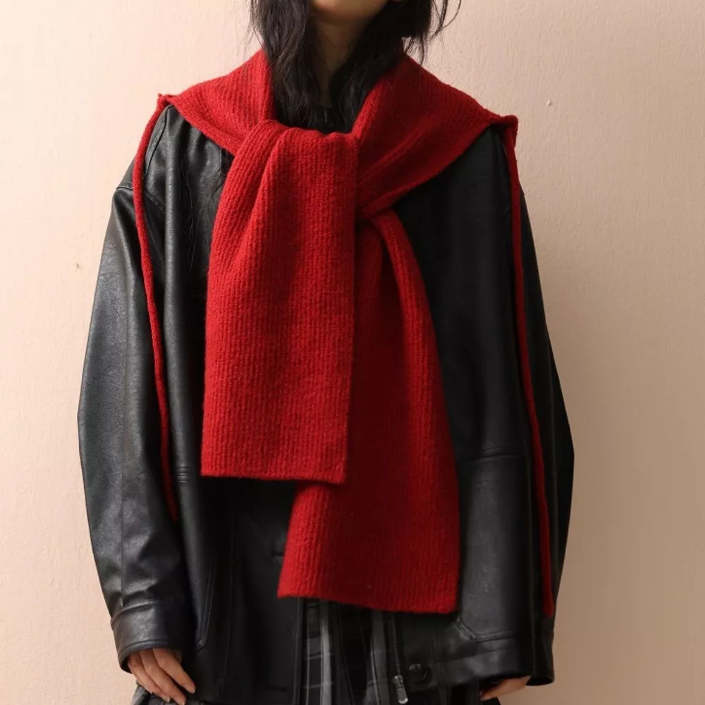 Cozy Knit Tie Scarf with Hooded Design, image 8