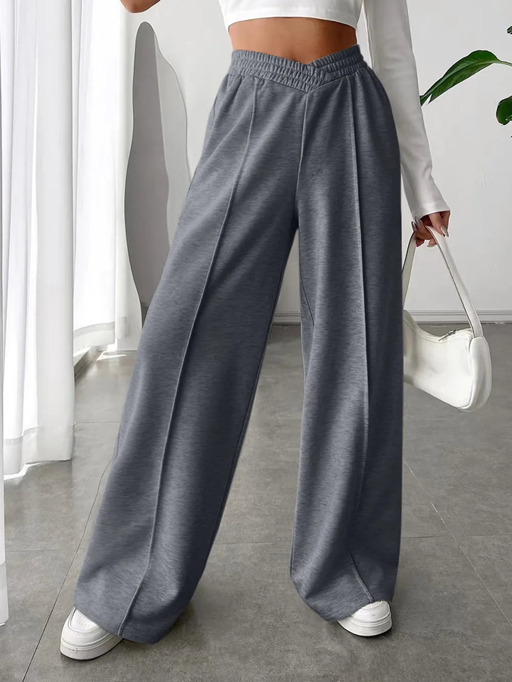 Elastic Waist Wide Leg Pants, image 21