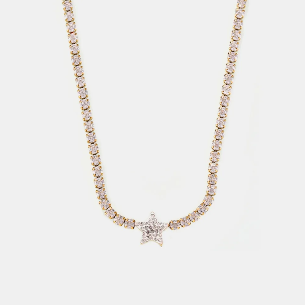 Titanium Steel Zircon Star Necklace, image 7