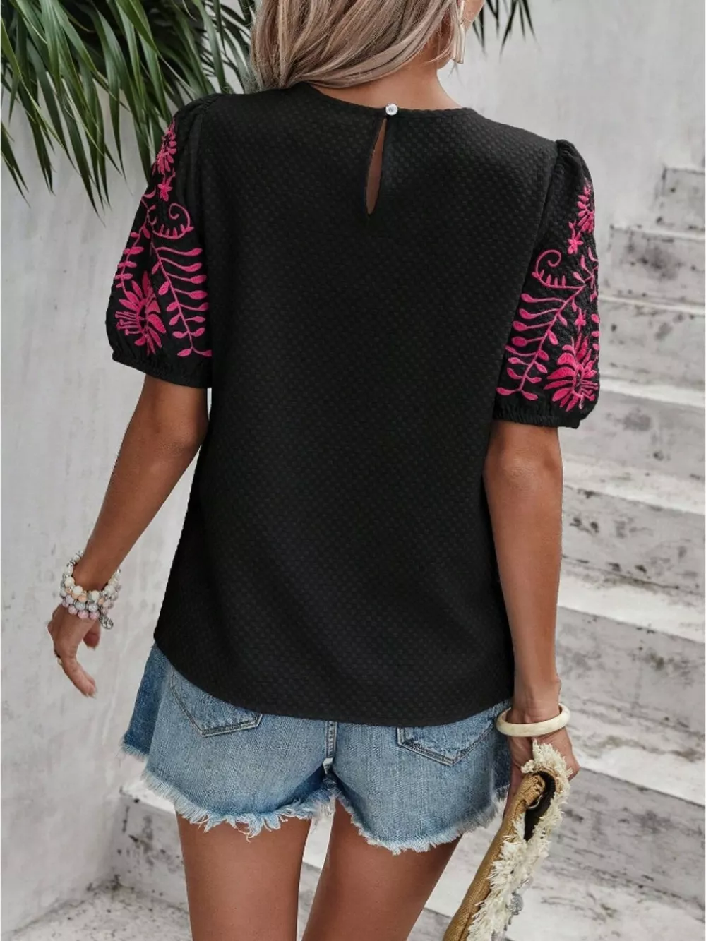 Embroidered Puff Sleeve Blouse, image 9