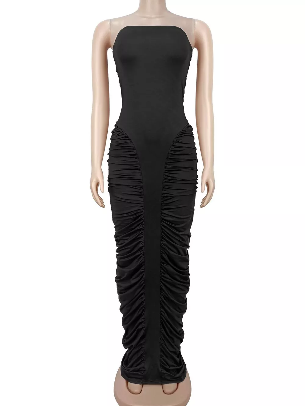 Strapless Ruched Bodycon Maxi Dress, image 4