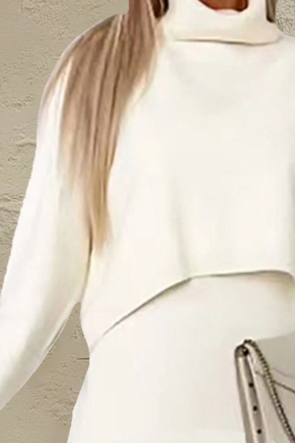 Turtleneck Dropped Shoulder Sweater and Dress Sweater Set, image 6