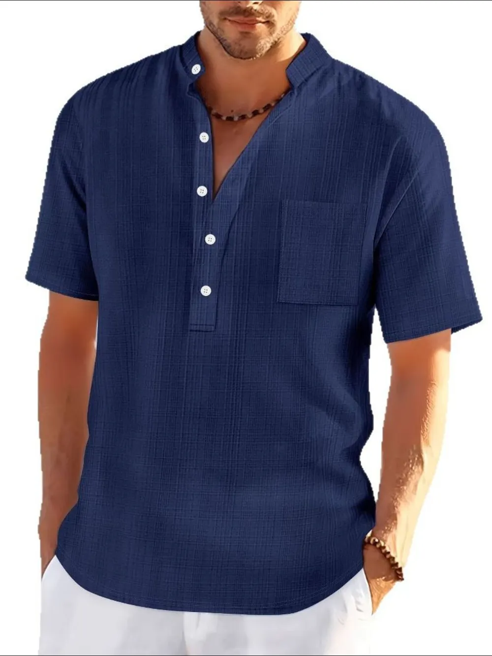 Men's Full Size Half Button Short Sleeve Polo Plus Size, image 7