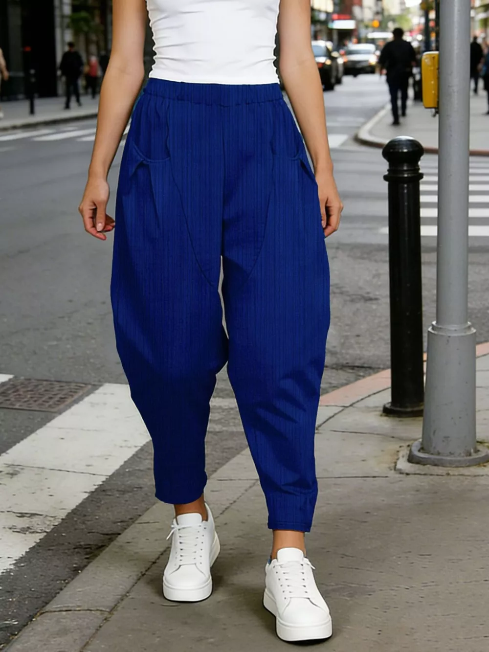 Plus Size Casual Elastic Waist Harem Pants, image 14