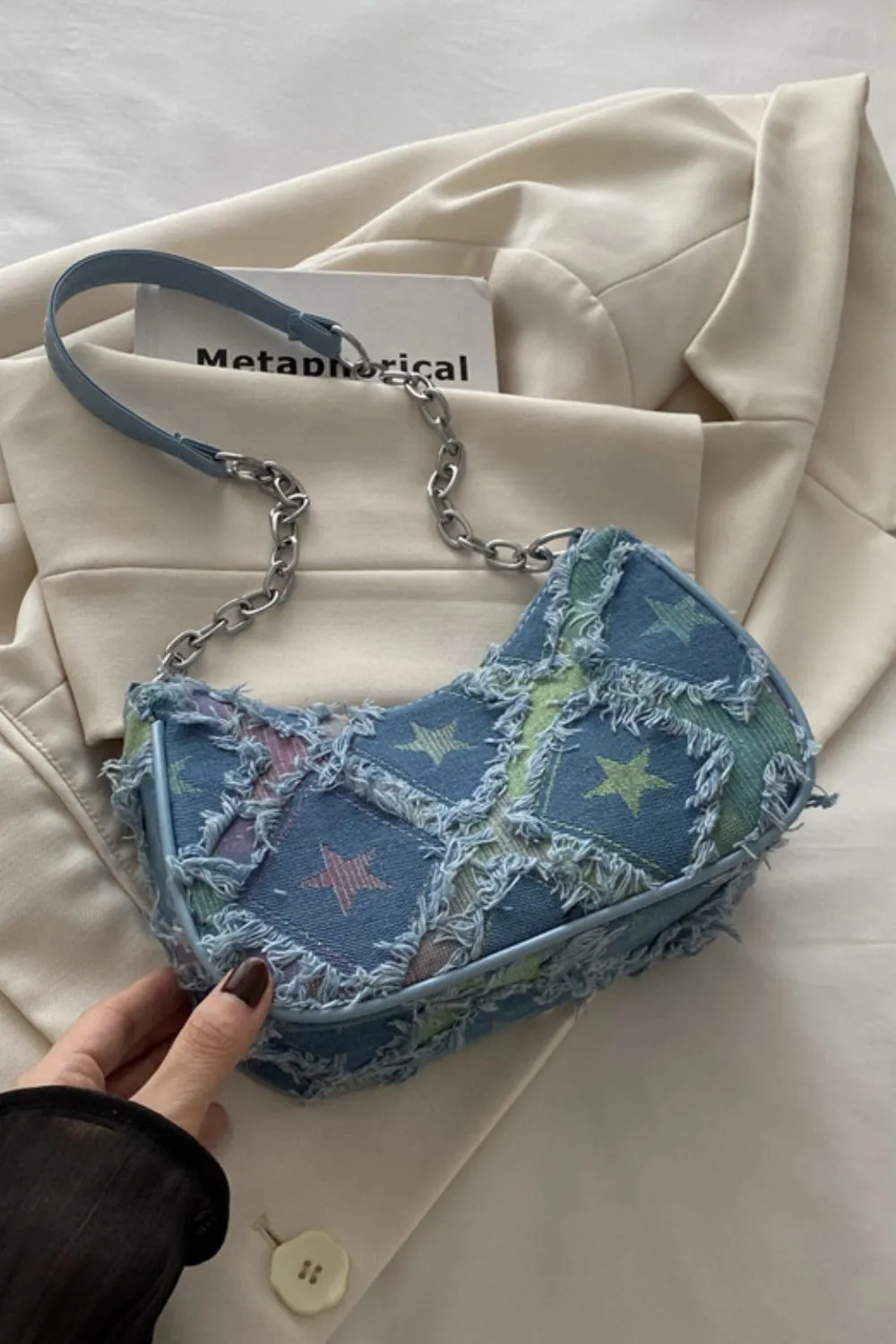 Fringe Star Print Shoulder Bag, image 7