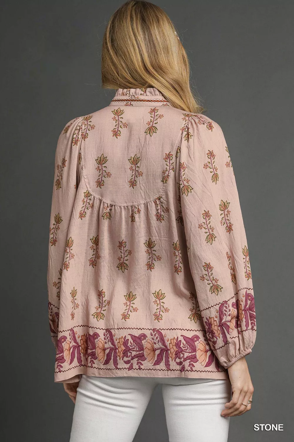 Floral Boho Peasant Blouse, image 3
