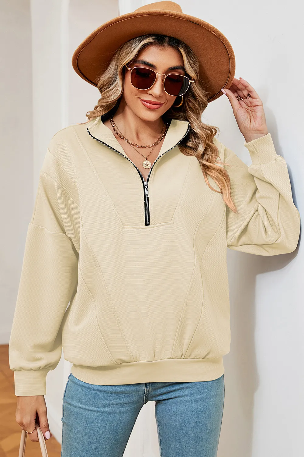 Half Zip Dropped Shoulder Sweatshirt, image 23
