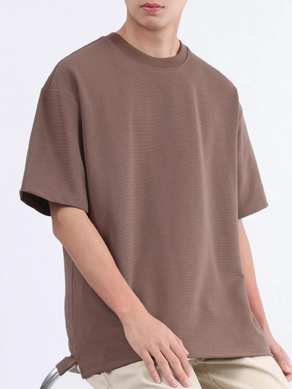 Men's Plus Size Solid Color Round Neck T-Shirt, image 2