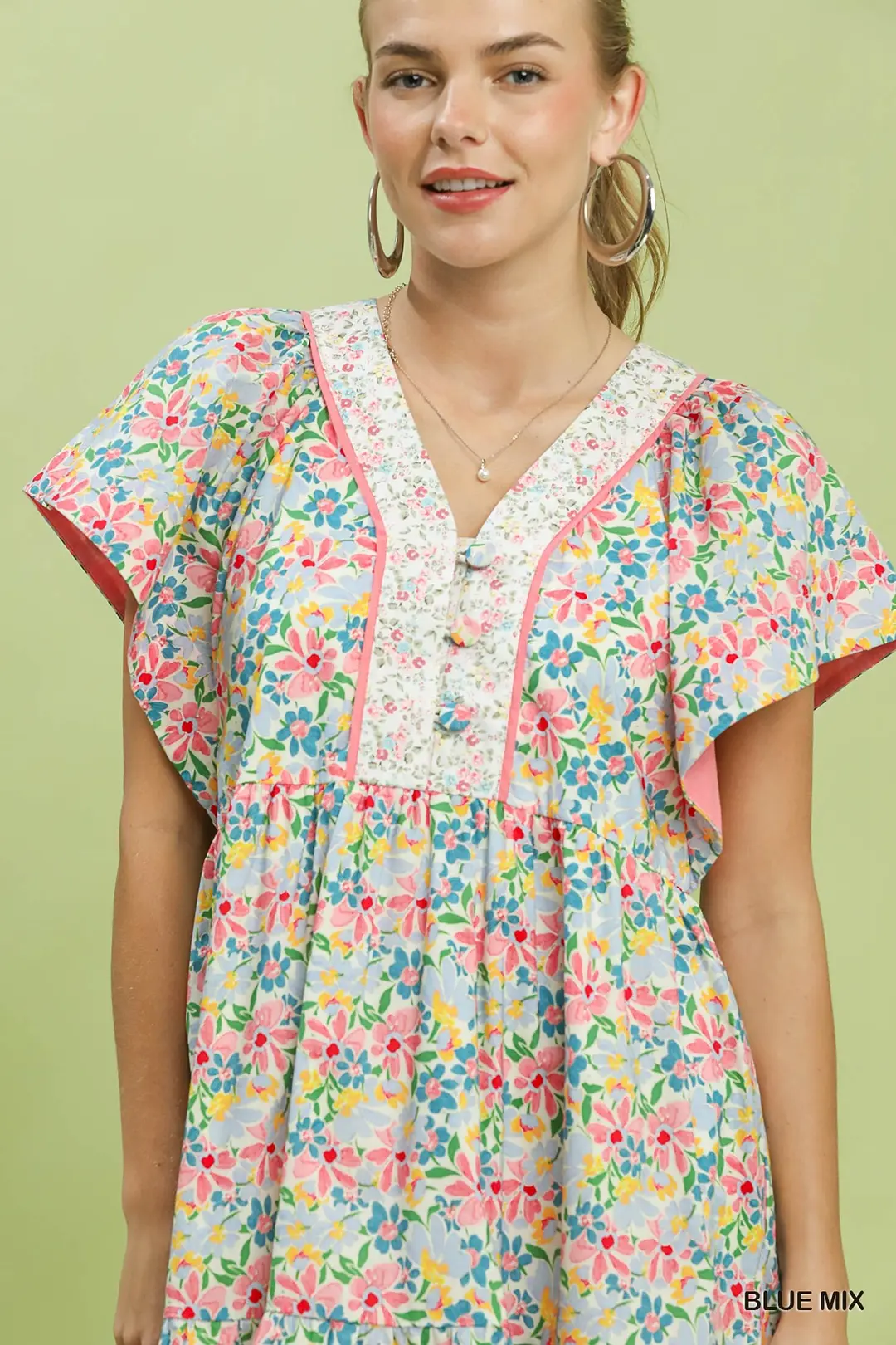 Mix Floral Tiered Mini Dress with Side Pockets, image 5